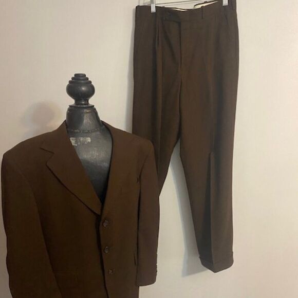 Barry Manufacturing Brown Wool Blend suit, size 46 - Picture 1 of 5
